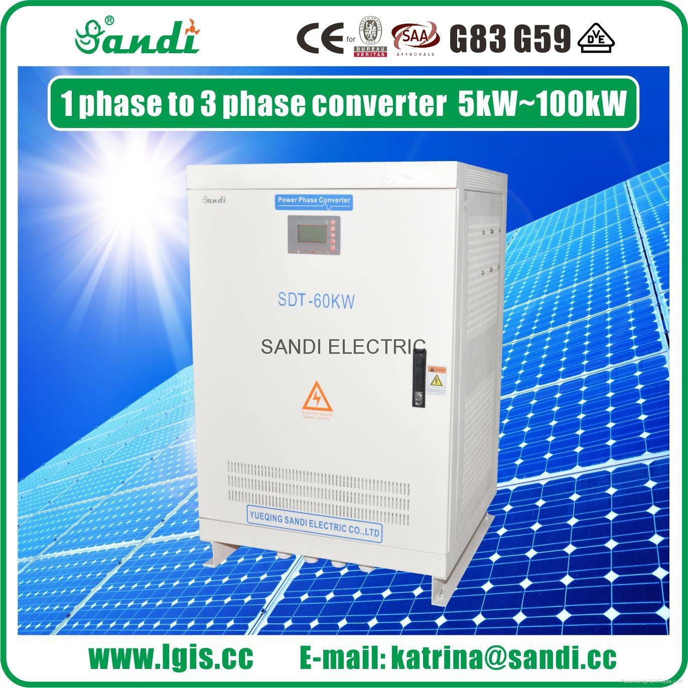 60kW Digital Phase Converter 220VAC single phase to 380VAC three phase converter 2