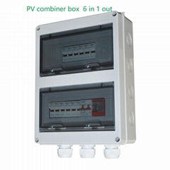 Solar combiner box 4 in 1 out with lightning protection, IP65 protection class 