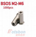 BSOS-M3-10不锈钢盲孔压铆螺母柱六角铆柱 2