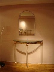 clear half circle wall console table