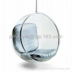 Acrylic  hanging bubble chair/PU cushion swing chair