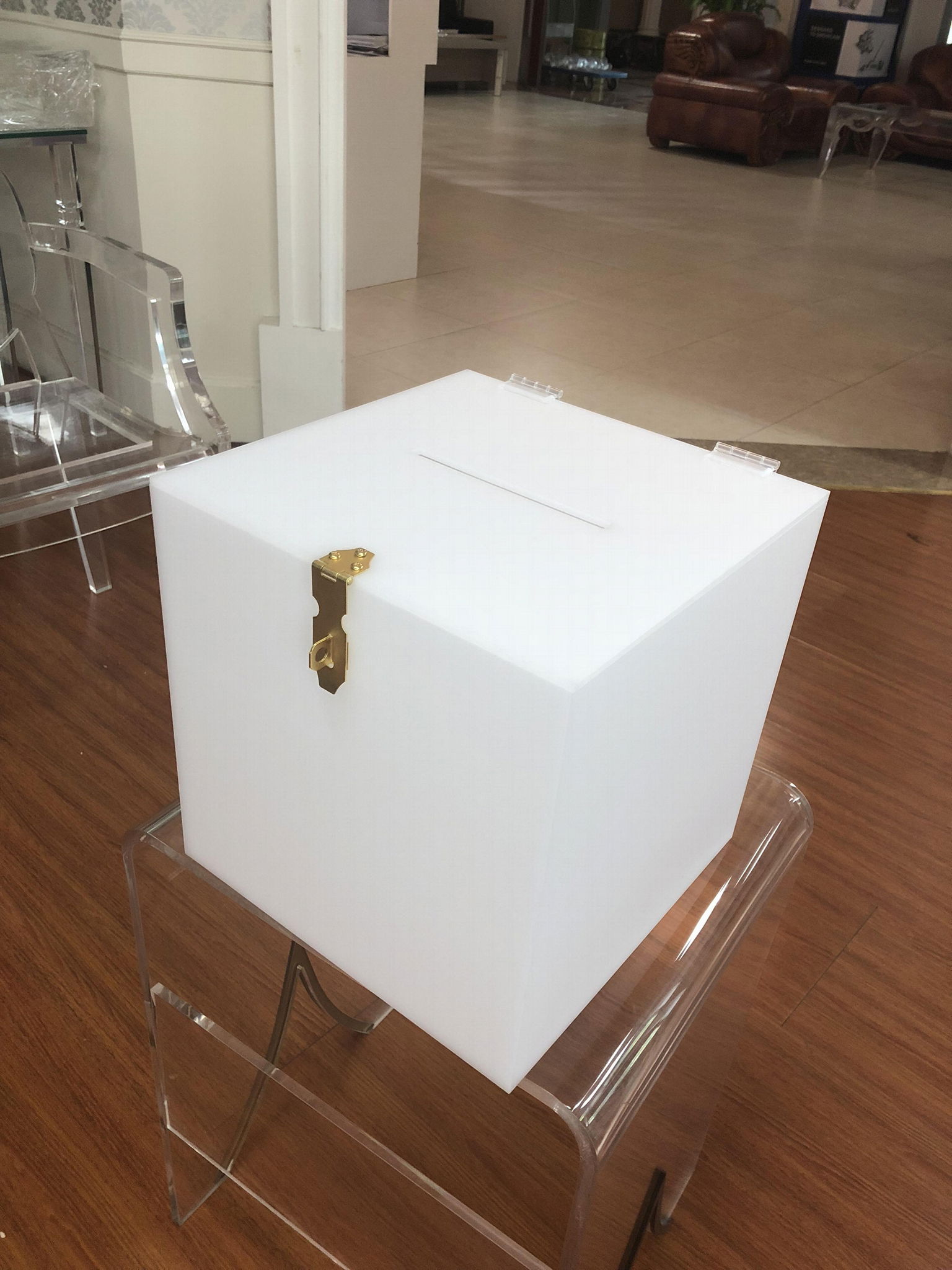 Acrylic cubic storage box with lock perspex glass box 4