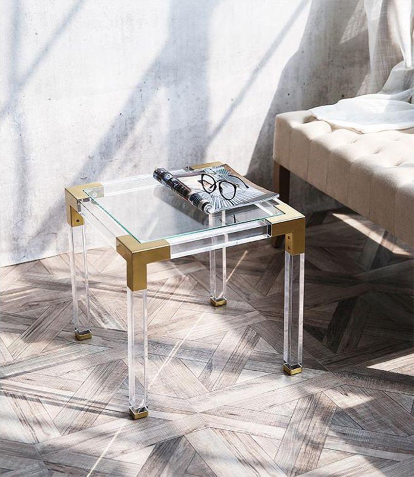 plexiglass transparent acrylic table with metal frame