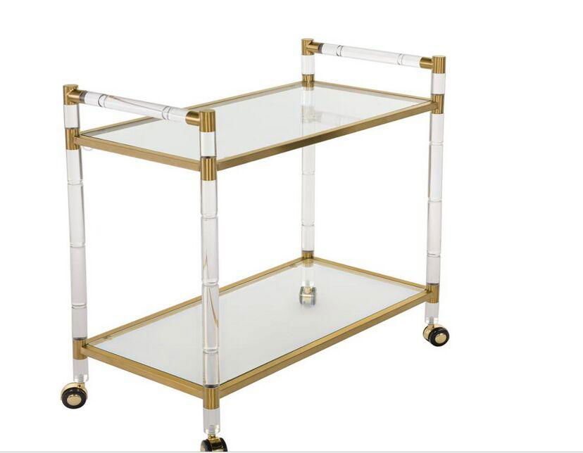 Acrylic trolley with wheels