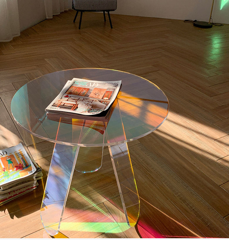 Acrylic rainbow colored end table rainbow acrylic side table 3