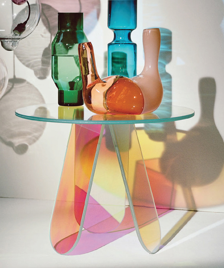 Acrylic rainbow colored end table rainbow acrylic side table 4