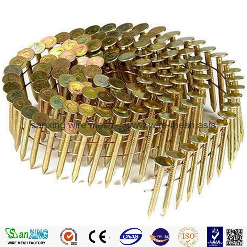 roofing coil nails 3.05*25 shank smooth/16 degree wire coil nail