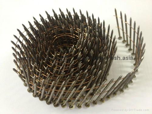 roofing coil nails 3.05*25 shank smooth/16 degree wire coil nail 3