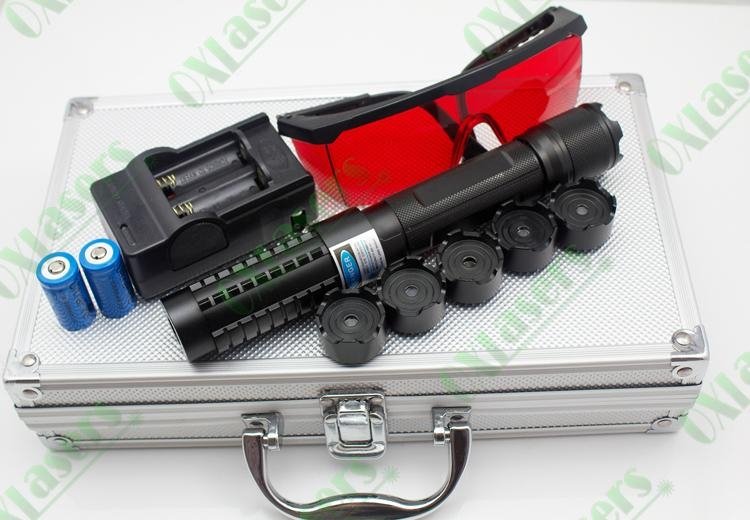 5in1 445nm 1w/1000mw metal cased focusable blue laser pointer 2