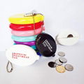 Soft PVC squeeze coin purse Silicone Rubber oval Coin case with chain