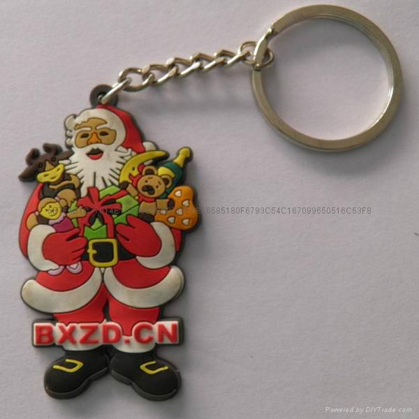 pvc cartoon Santa Claus keychain for christmas