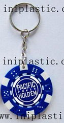 我们玩具生产厂家制造钥匙扣带吊饰是l塑料筹码钥匙扣两面印刷logo