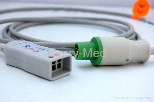 Hellige 3 lead one-piece ECG cable snap end 2