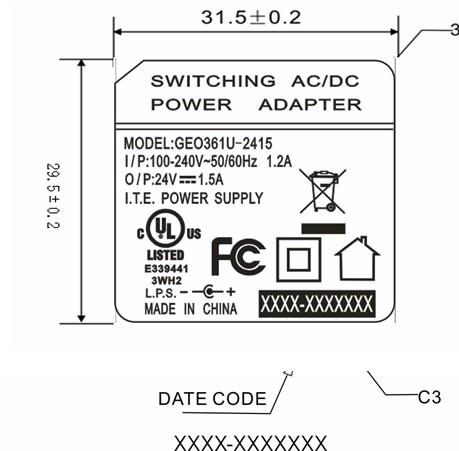 36W電源適配器 24V1.5A插牆式電源 3