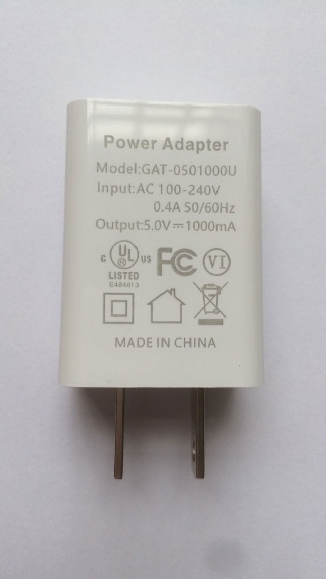 wholesales UL Listed Universal US 5V1A USB Wall Charger Plug,white type,in stock