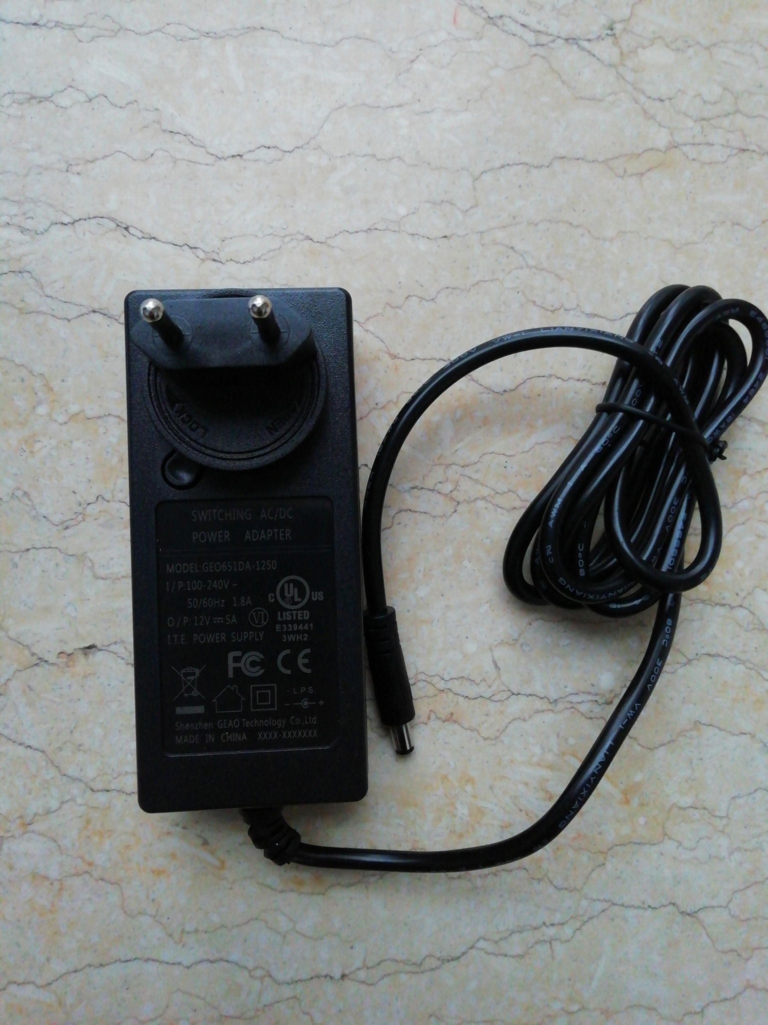 12V5A US wall mount power adapter GEO651DA-1250 2