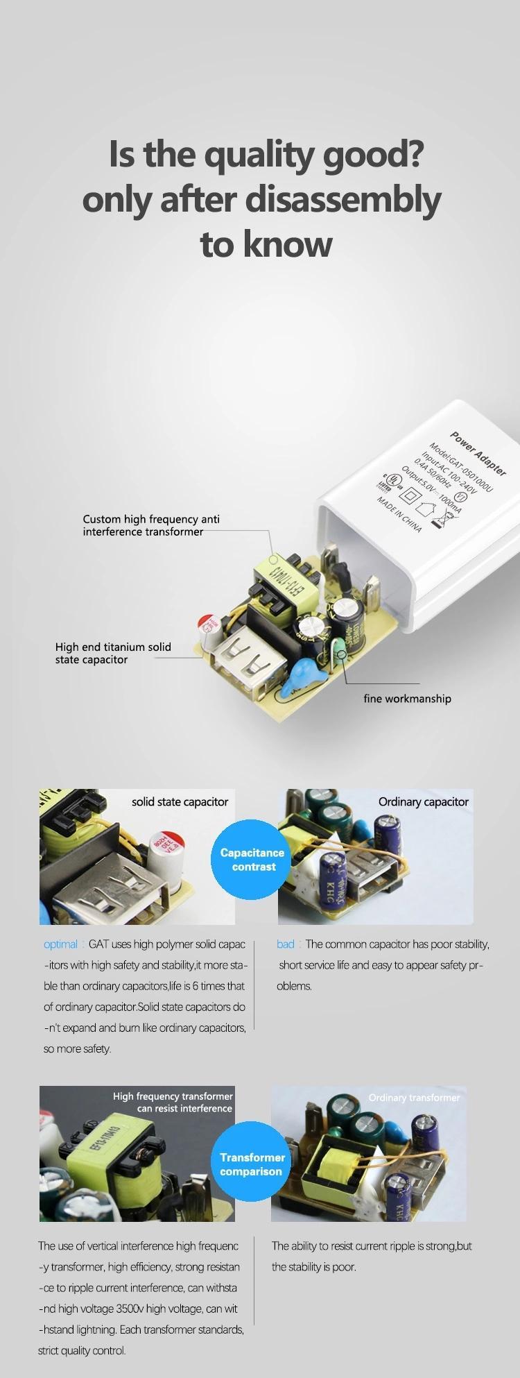 批發UL認証充電器5V1A,出口美國,黑白兩色 4