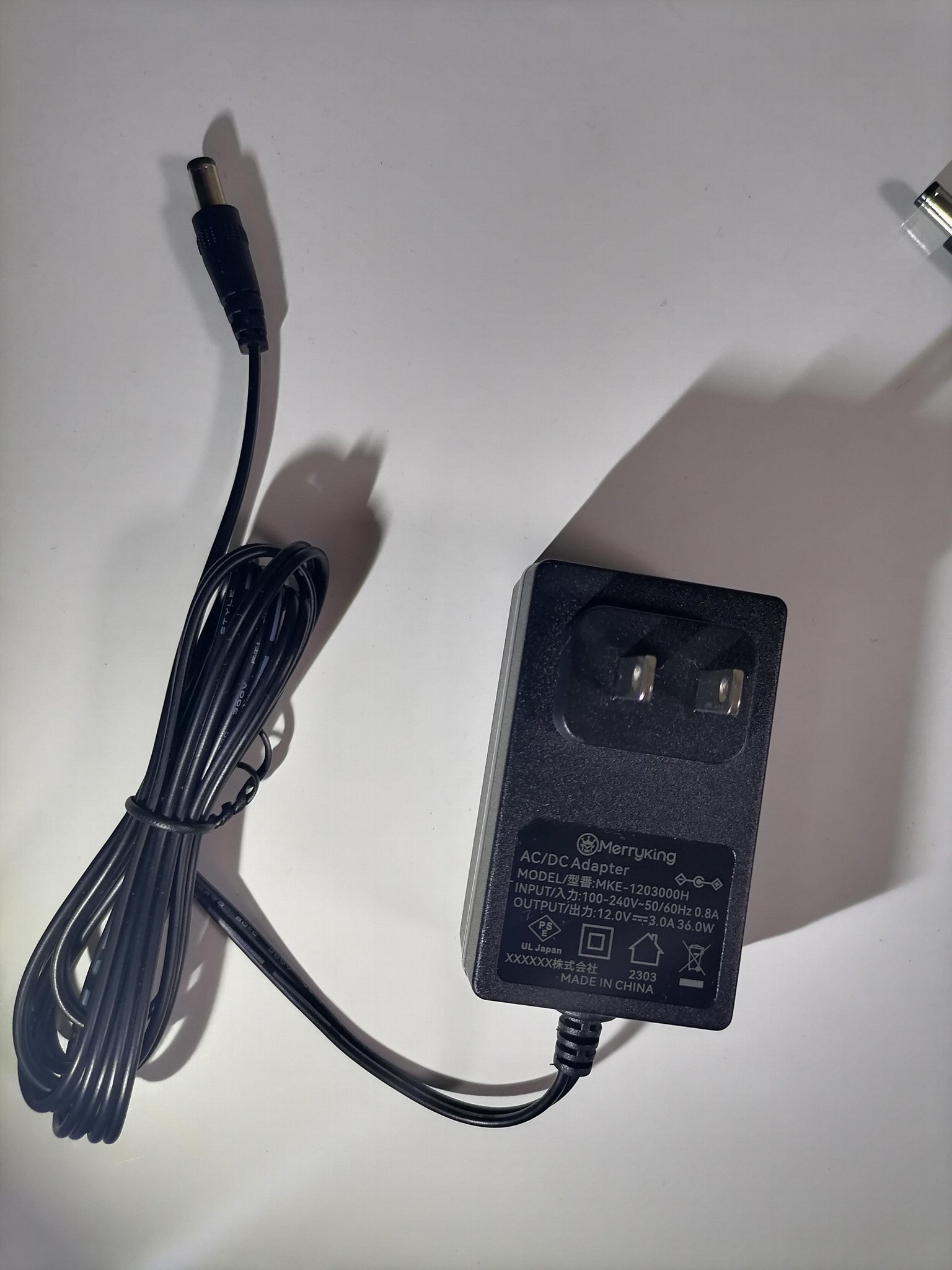 12V3A Merryking  AC power adapter model MKE-1203000H PSE approved