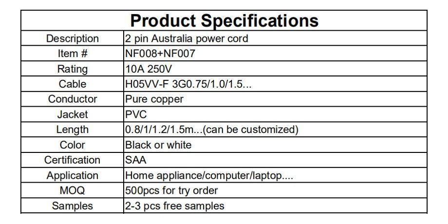 Sell Australia AC power cord with certification and best price 2