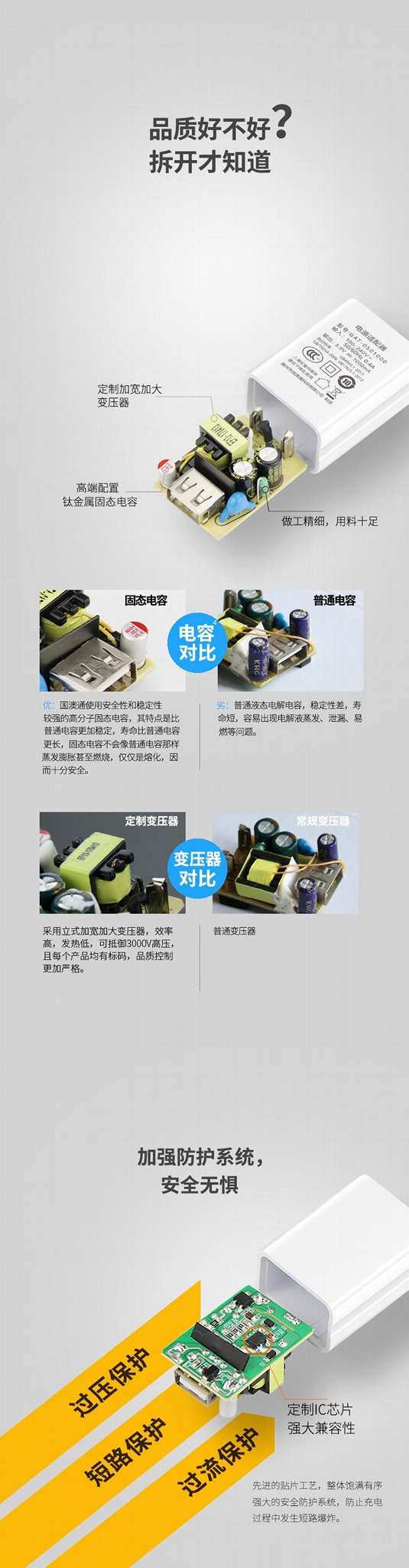 5v1a手机充电器 3C认证适用小米usb充电头 多功能通用快速适配器 GAT-0501000 5