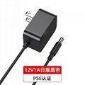 PSE认证日本12V1A电源适配器 日规简约白色带线卧式电源适配器 2