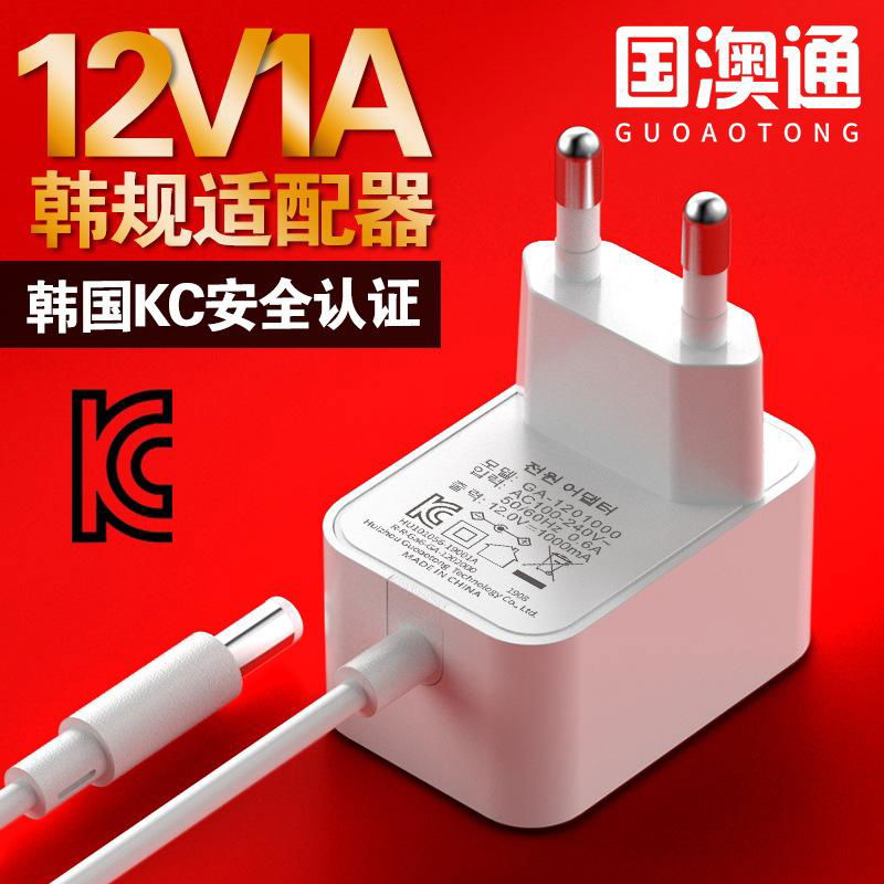 韩国12V1A电源适配器韩规 KC认证开关电源 KCC高品质带线适配器