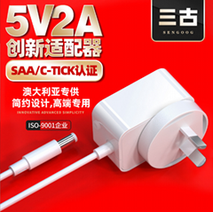 5v2a澳规电源适配器澳洲saa认证高端电源新西兰c-tick认证适配器