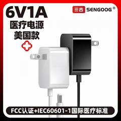 6V1A Medical AC/DC Power Supply UL/IEC 60601 Certified