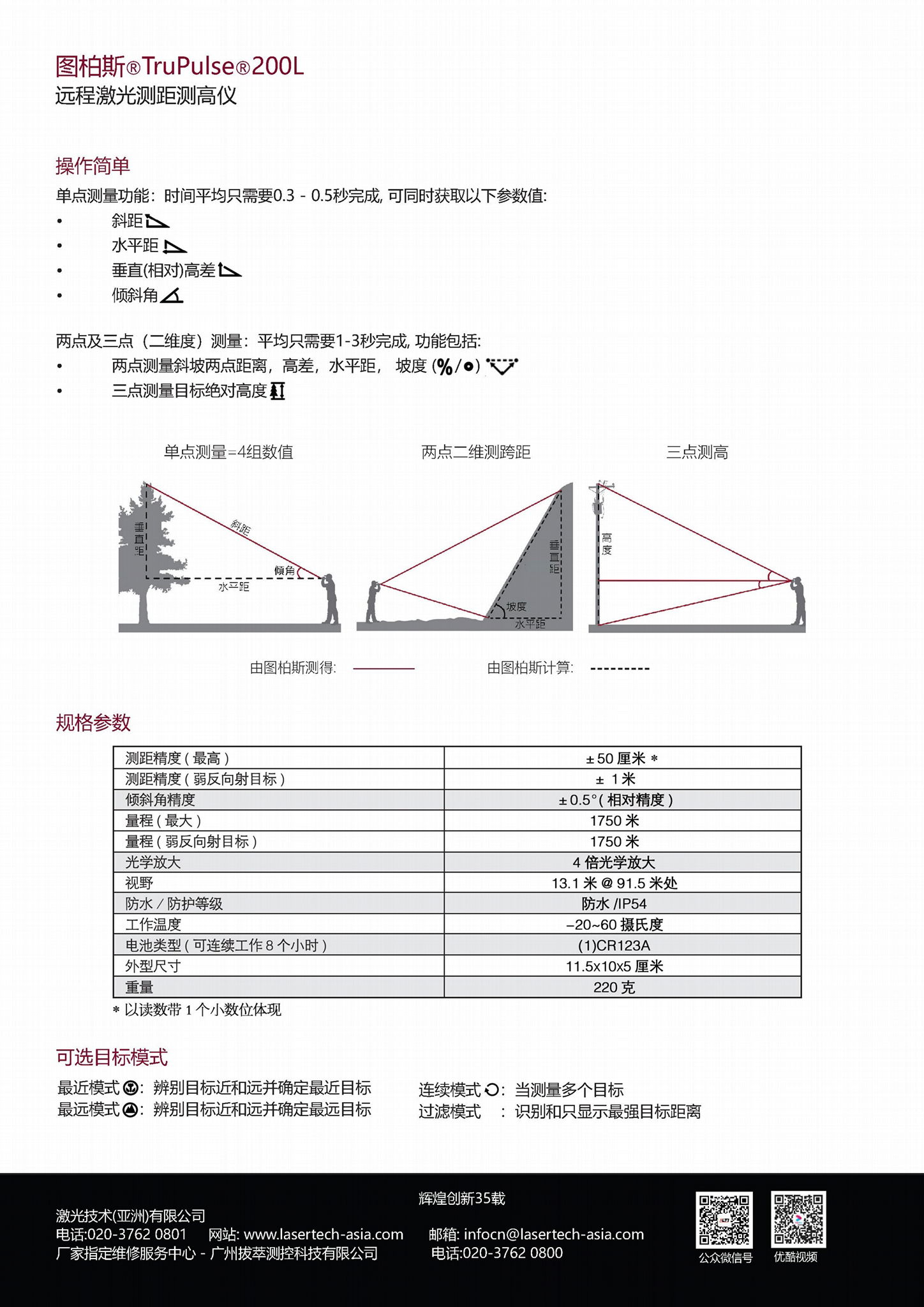 图柏斯® TruPulse 200L 经济型激光测距测高仪  3