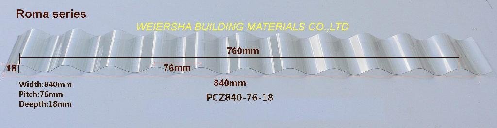 Polycarbonate sheet in corrugated sheet used for roof daylighting 3