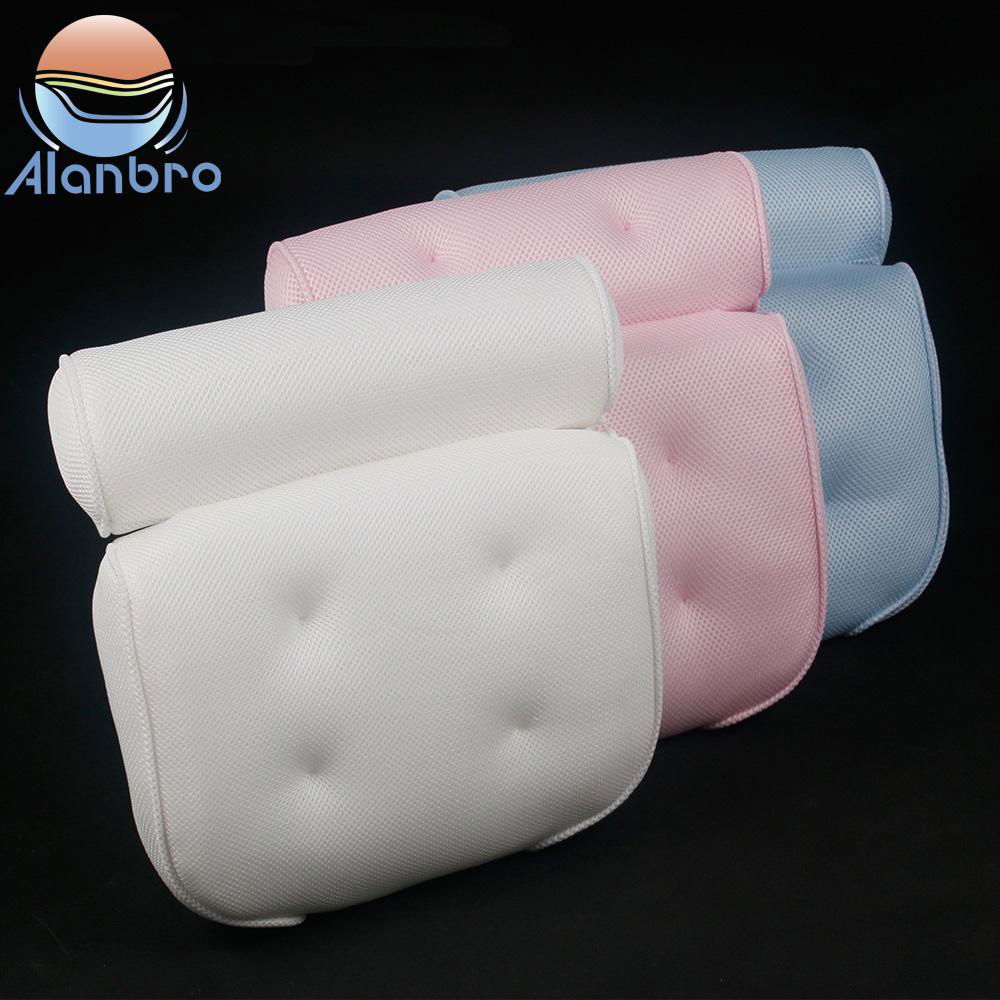 Eco Friendly Air Mesh Spa Bath Tub Pillow Waterproof Cushion With Suction Cups 5