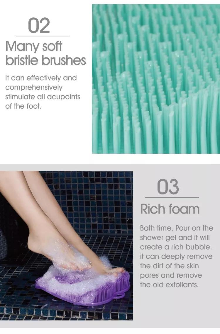 Wholesale BPA Free Custom Bath Cleaner Shower Scrubber Silicone Foot Massager 3