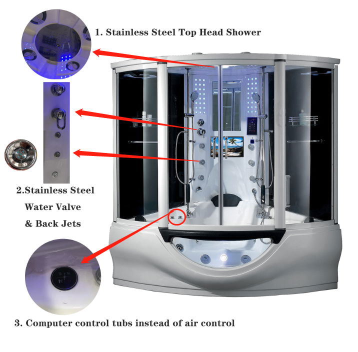 Steam shower room with massage bathtub  G160 ETL CE approvelled  4