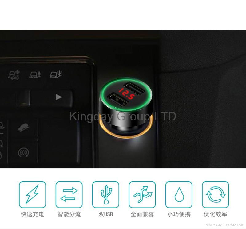 Fast Car Charger QC 3.0 With Dual USB Port and Voltage & Current Display 5
