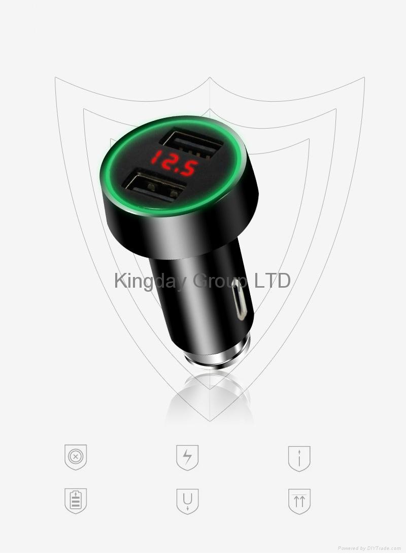 Fast Car Charger QC 3.0 With Dual USB Port and Voltage & Current Display 3