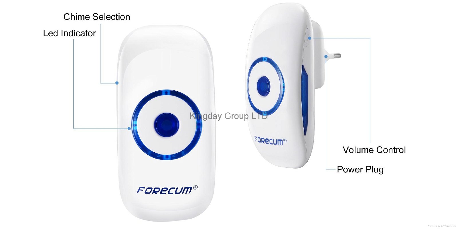 Wireless Doorbell 36 Melody 4-Level Volume EU Plug-in Receiver 500 Feet Range 2