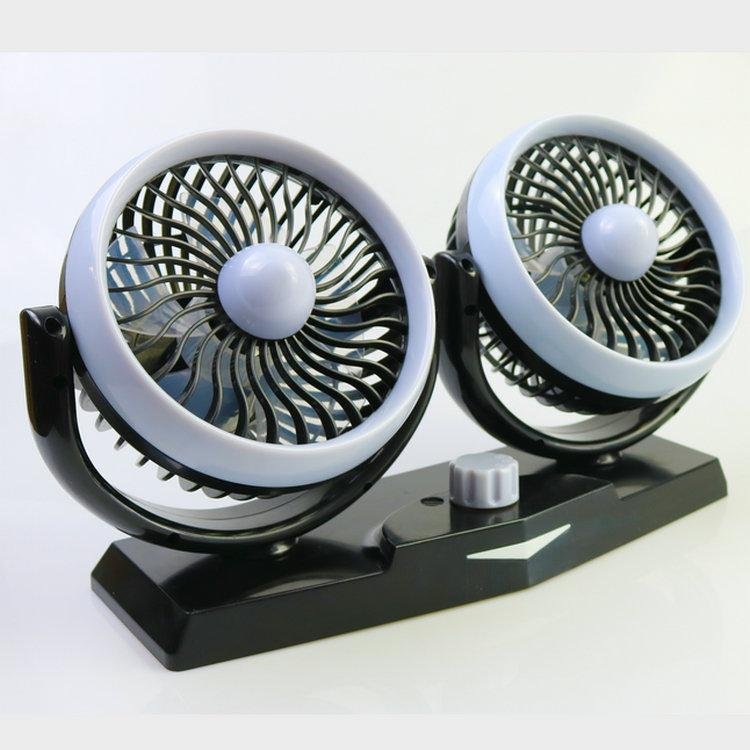 5 inch twin car fan fragrance light oscillating cooling fan 12v 24v low noise  2