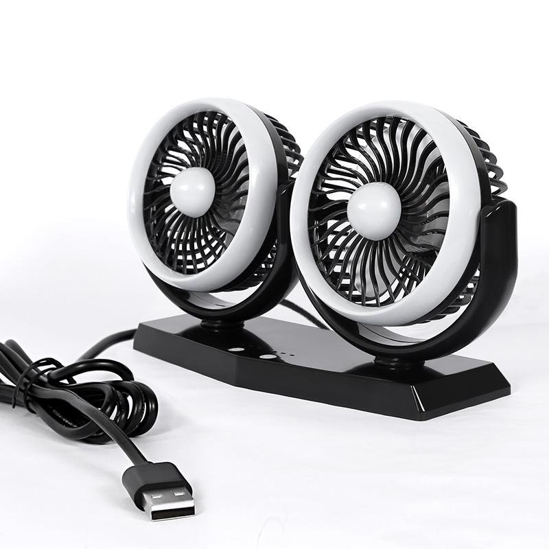 5.5 inch twin car fan with brushless motor usb socket and fragrance 5V low noise
