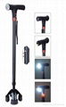 2016 New Small Base Four Legged Aluinum Quad Walking Cane with LED Light 