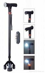 2016 New Small Base Four Legged Aluinum Quad Walking Cane with LED Light 