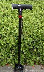 Smart four legs trusty walking stick cane with FM radio LED light magic cane 