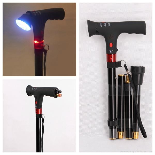 Walking stick with light and siren