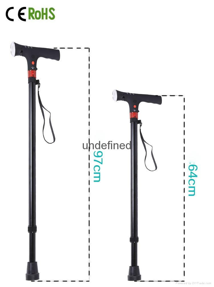 Aluminum Elderly Walking Asistant Cane with LED and Alarm 2