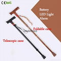 Aluminum Elderly Walking Asistant Cane with LED and Alarm 3