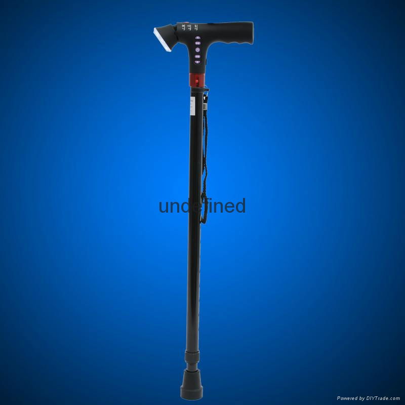 Height Adjustable MP3 Walking Pole Stick with Lamp Walking Crutch 2