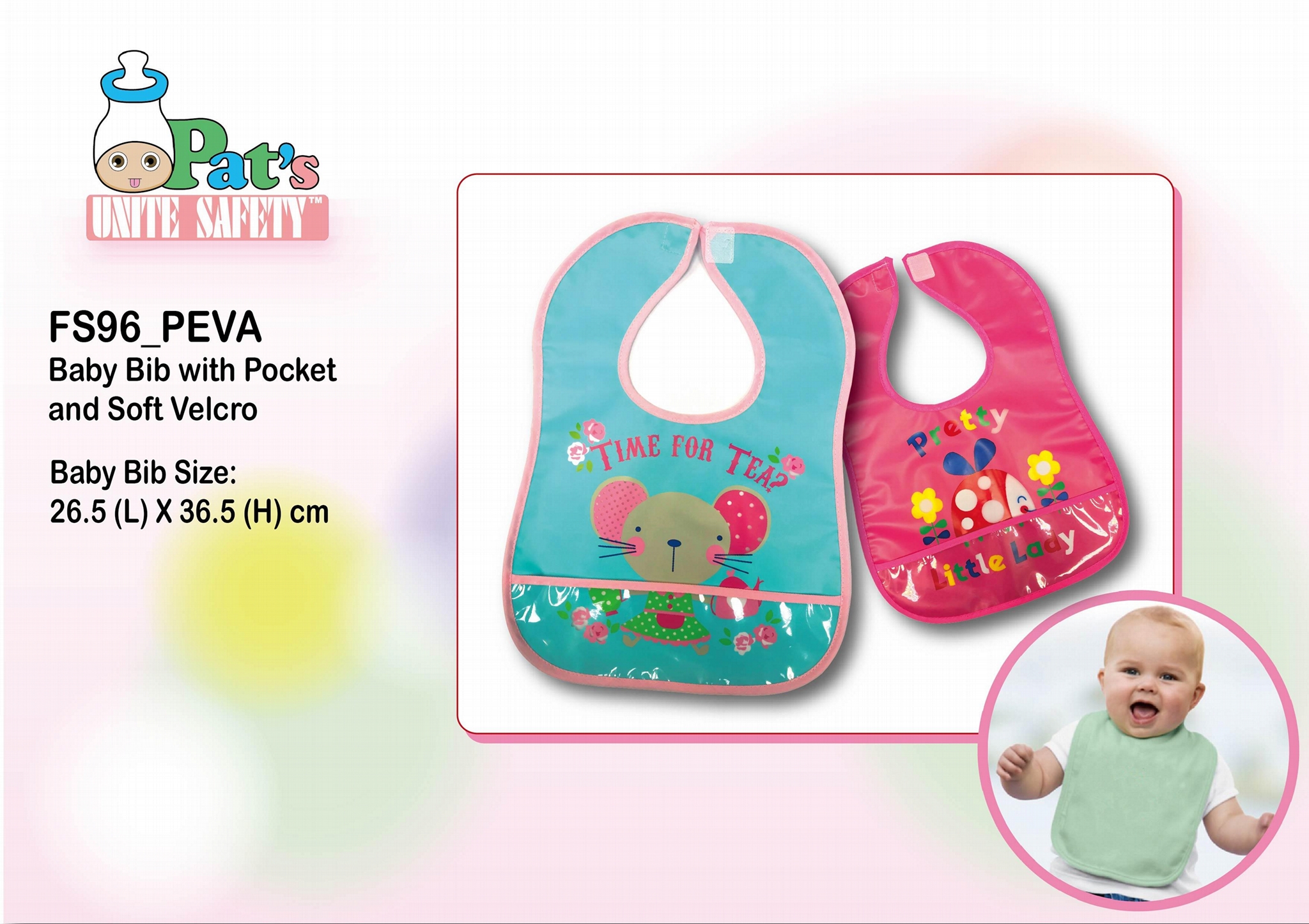 Baby Bib with Pocket and Soft Velcro FS96_PEVA (Hong Kong
