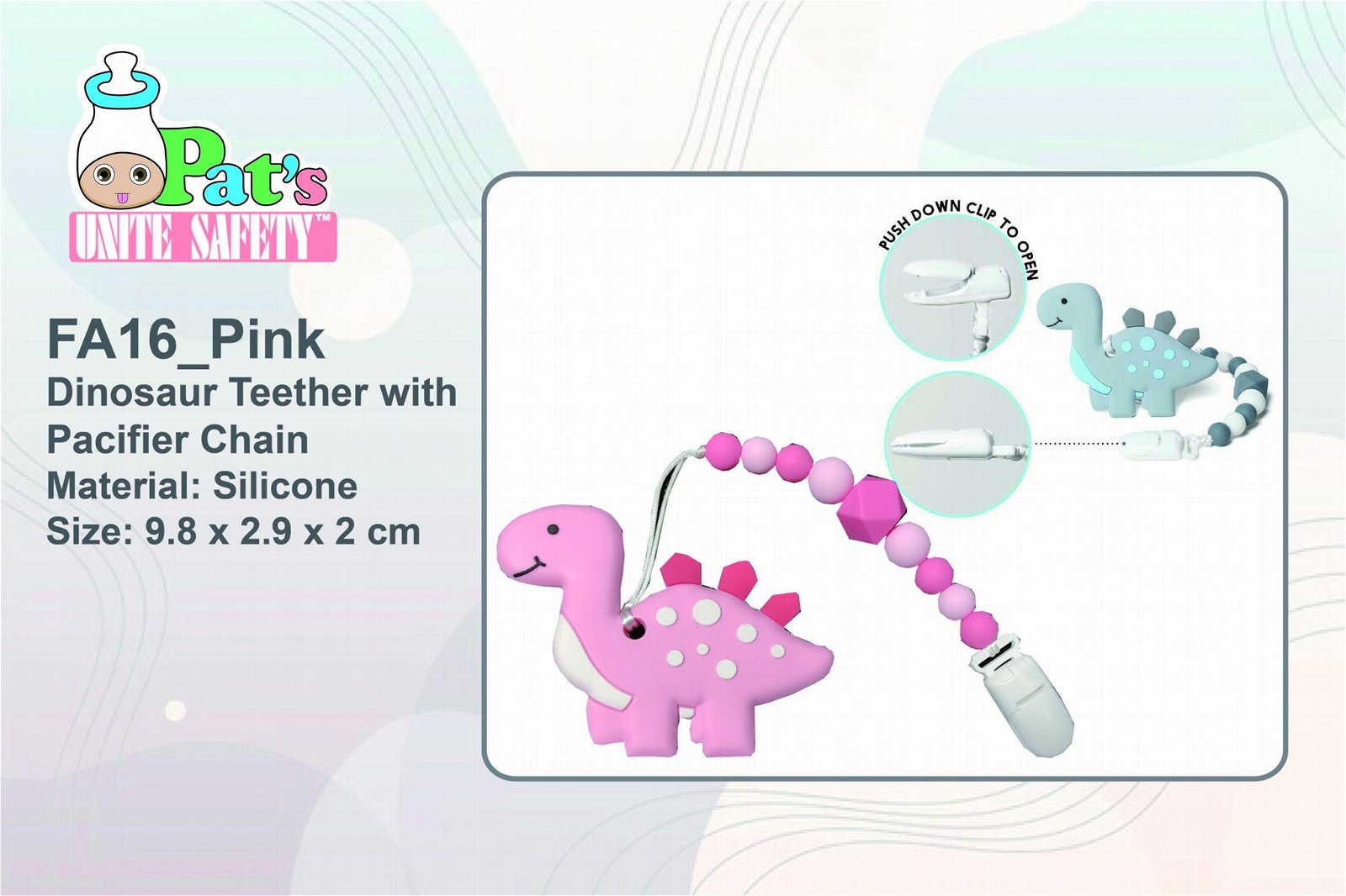 Dinosaur Teether with Pacifier Chain 2
