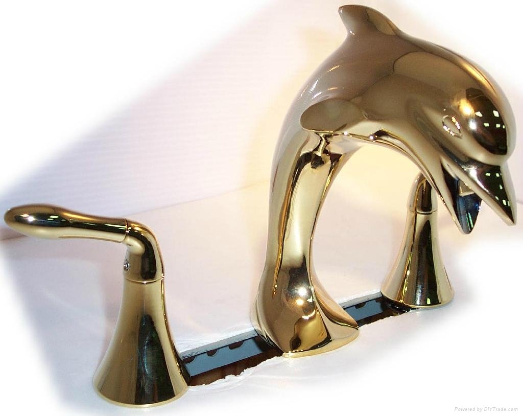 nickel chrome  dolphin baisn faucet double handles dolphin  faucet 3