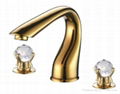 PVD GOLD WIDESPREAD LAVATORY BATHROOM SINK FAUCET crystal handles knobs faucet 