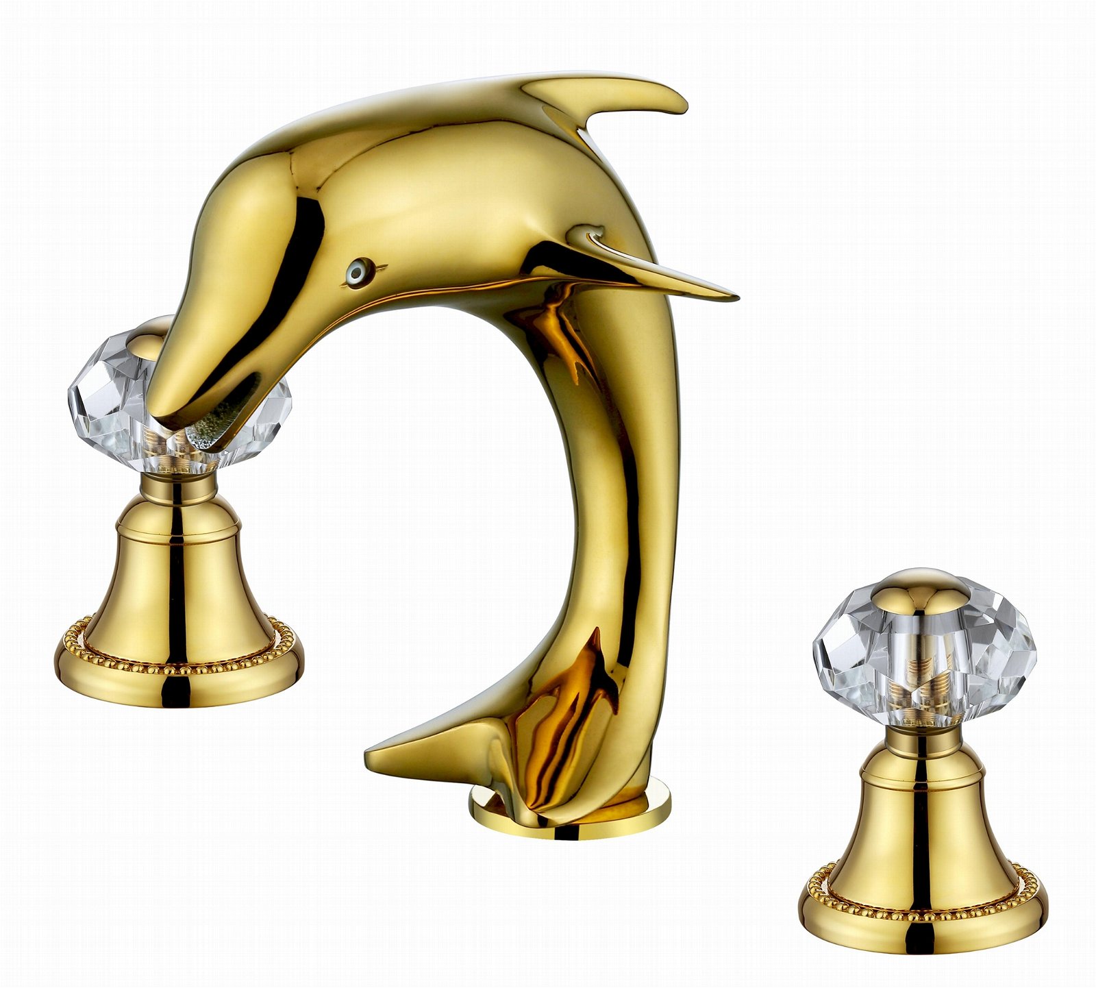  solid brass Bathroom Sink Faucet dolphin Tap crystal handles luxury faucet
